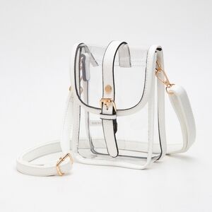 White Transparent Clear CrossBody Purse Bag Leather Buckle Women Accessory